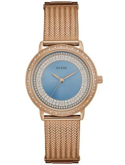 MONTRE GUESS Willow W0836L1 د.م.3,800.00 د.م.1,550.00 Marque: GUESS Modèle: Willow Boîtier: Diamètre : 36 mm Epaisseur : 10 mm Acier inoxydable Doré rose Cadran: Bleu Bracelet: Largeur : 16 mm Acier Inoxydable Doré rose Etanchéité: 30 m (3 ATM) Verre: Minéral Type de boucle: Boucle déployante