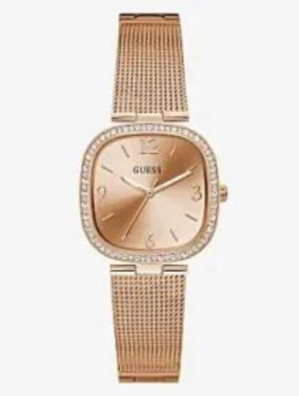 Product: GW0354L3 Dial Finish: Sunray Case Material: Stainless Steel Band Color: Rose Gold Tone Case Color: Rose Gold Tone Case Size: 32mm Dial Color: Champagne Watch Movement: Analog
