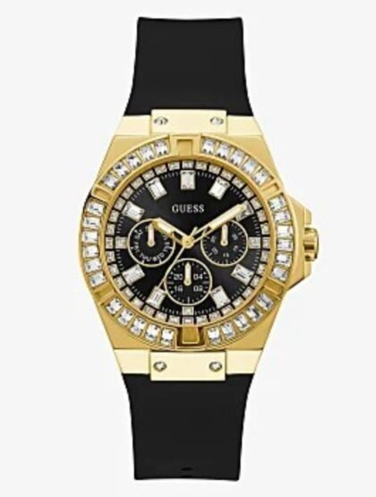 Informations sur la montre Nom de la marque, du vendeur ou de la collection GUESS Numéro de modèle GW0118L2 Numéro de pièce GW0118L2 Forme de l’article Type de matériau de la fenêtre du cadran Minéral Type d’affichage Analogique Fermoir Boucle Tang Matériau du boîtier Acier inoxydable Diamètre du boîtier 39 millimètres Épaisseur du boîtier 8,35 millimètres Matériau du bracelet Silicone Taille du bracelet Femme Standard Largeur de bande 20 millimètres Couleur du bracelet Noir Couleur du cadran Noir Matériau de la lunette Acier inoxydable Fonction Lunette Stationnaire Calendrier Pas de calendrier Particularités Poids de l’article 2,61 onces Mouvement Quartz Profondeur résistante à l’eau 50 mètres