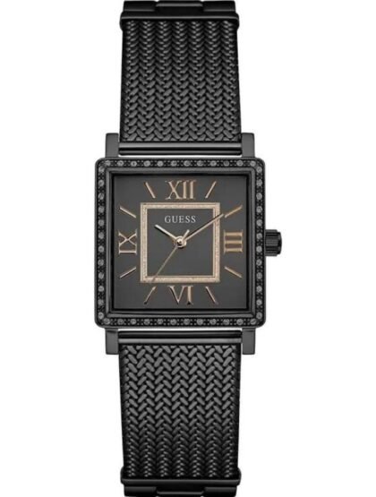 Marque: Guess Modèle: Highline Boîtier: Diamètre : 28 mm Epaisseur : 10 mm Acier inoxydable Pierre : Cristal Doré Cadran: Verre : Minéral Blanc Bracelet: Largeur : 20 mm Acier inoxydable Doré Etanchéité: 30 m (3 ATM) Type de boucle: Boucle déployante