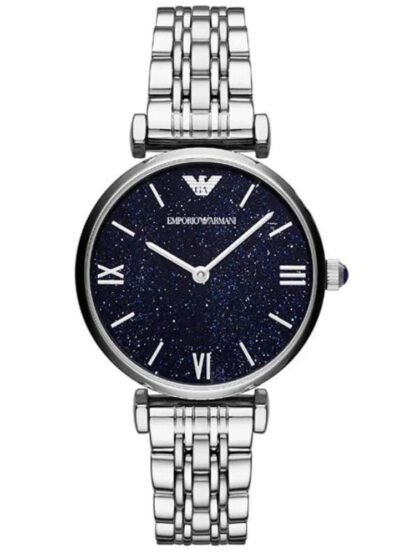 Marque: Emporio Armani Modèle: Armani Retro Boîtier: Diamètre : 32 mm Epaisseur : 8 mm Acier inoxydable Argent Cadran: Verre : Minéral Argent Bracelet: Largeur : 14 mm Acier Inoxydable Argent Etanchéité: 30 m (3 ATM) Type de boucle: Boucle déployante