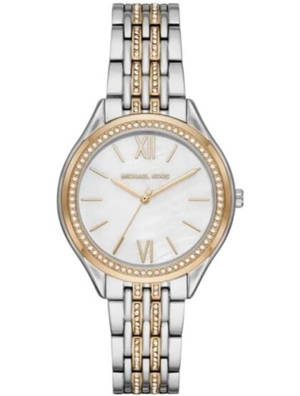 Marque: Michael Kors Modèle:RITZ Mindy Boîtier: Diamètre : 36 mm Epaisseur : 8 mm Acier inoxydable Bronze Cadran: Verre : Minéral Bronze Bracelet: Acier inoxydable Bronze Etanchéité: 50 m (5 ATM) Type de boucle: Boucle déployant