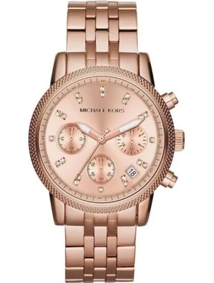 Marque: Michael Kors Modèle: Bradshaw Boîtier: Diamètre : 36 mm Epaisseur : 13 mm Acier inoxydable Argent Cadran: Verre : Minéral Argent Bracelet: Largeur : 22 mm Acier inoxydable Argent Etanchéité: 100 m (10 ATM) Type de boucle: Boucle déployante Détails techniques: Dateur Chronomètre