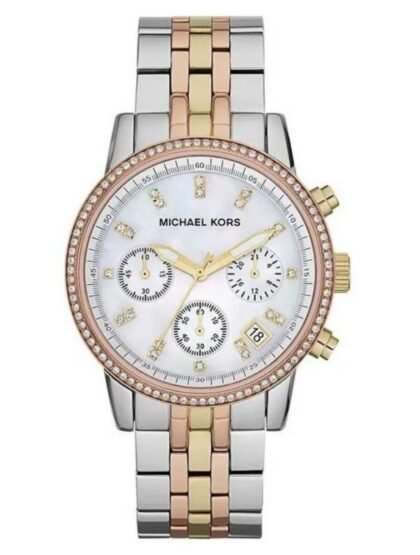Marque: Michael Kors Modèle: Parker Boîtier: Diamètre : 36 mm Epaisseur : 11 mm Acier inoxydable Argent Cadran: Verre : Minéral Bleu Bracelet: Largeur : 20 mm Acier inoxydable Argent Etanchéité: 100 m (10 ATM) Type de boucle: Boucle déployante Détails techniques: Dateur Chronomètre