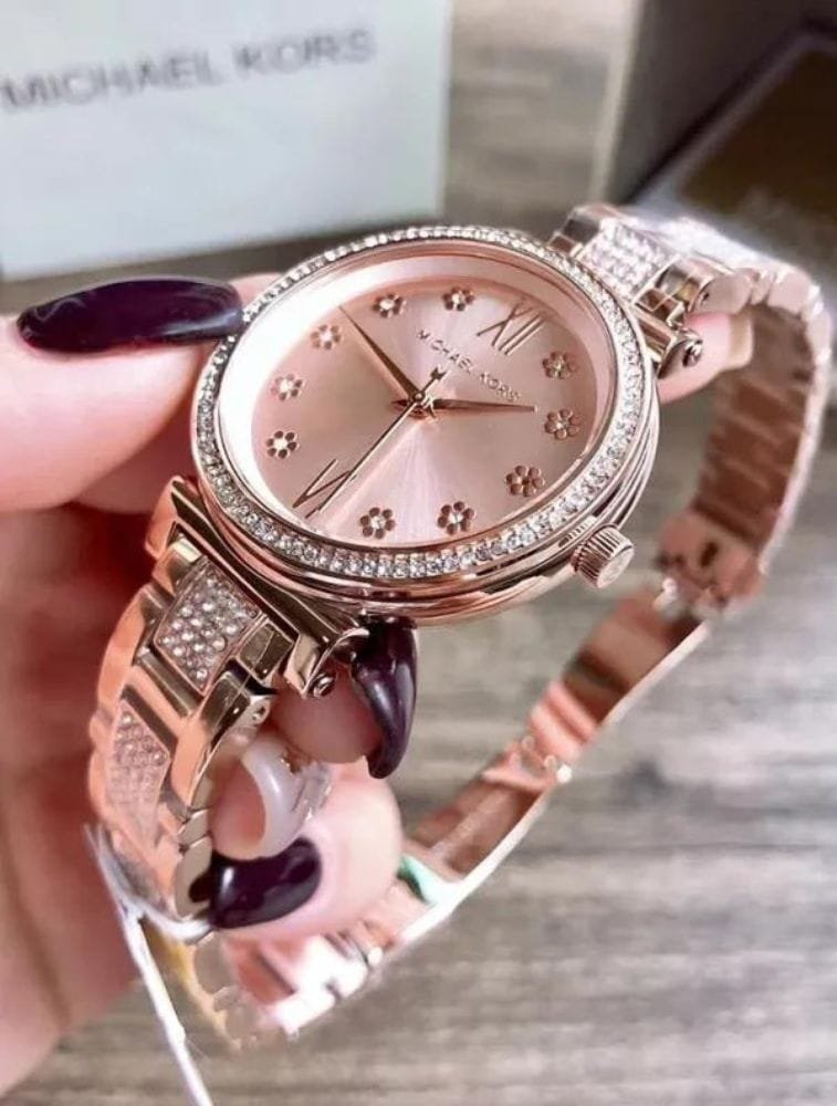 Montre Femme Michael Kors Sofie MK3882 Or Rose avec Cadran à Fleurs en Cristaux – Image 3