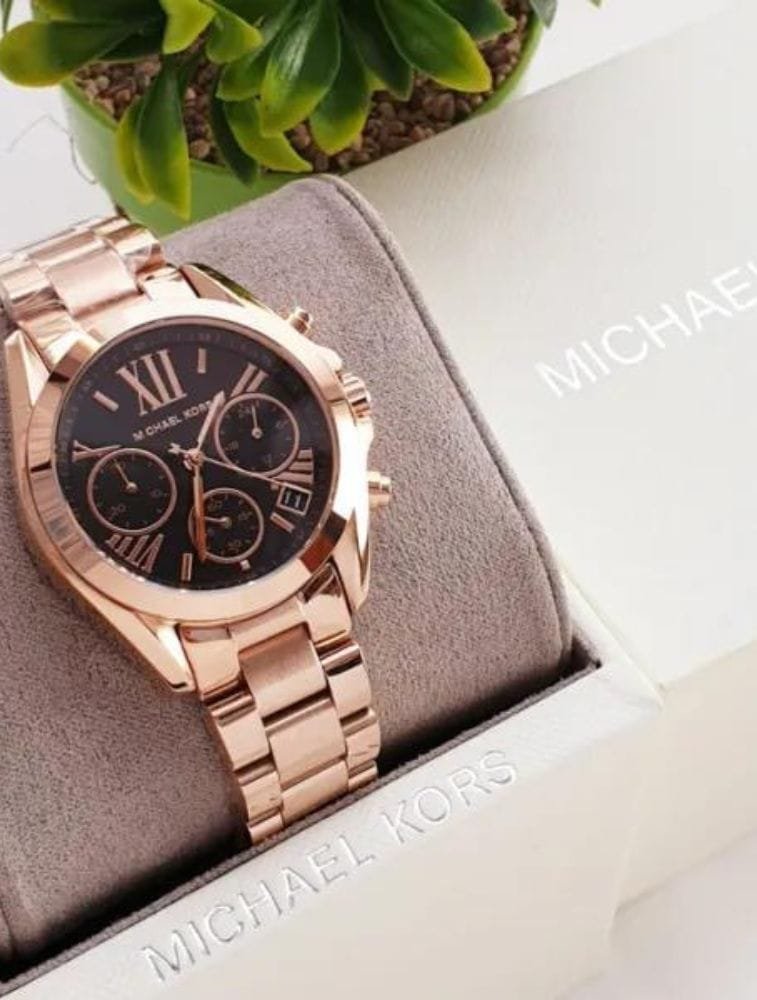 Montre Femme Michael Kors Bradshaw MK5854 Chronographe Or Rose et Noir – Image 4