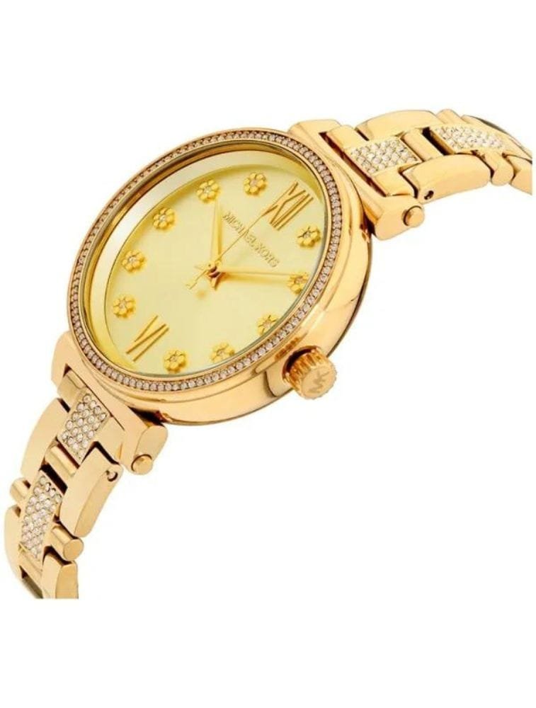 Montre Femme Michael Kors Sofie MK3881 Dorée avec Cadran à Fleurs en Cristaux – Image 2