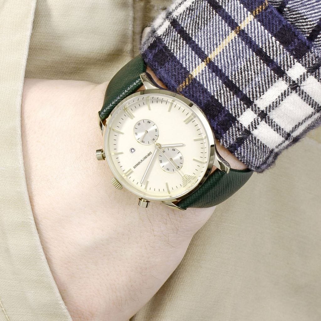 Montre Homme Emporio Armani Luigi AR1722 Dorée et Bracelet Cuir Vert - الصورة 5