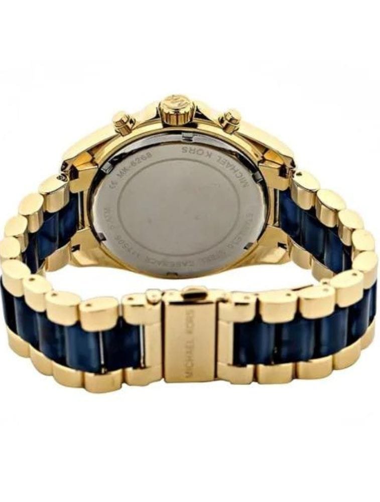 Montre Femme Michael Kors Bradshaw MK6268 Chronographe Doré et Bleu – Image 2