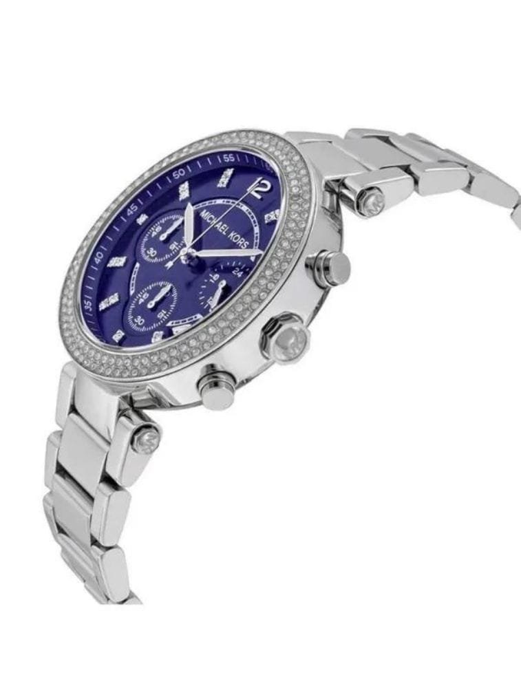 Montre Femme Michael Kors Parker MK6117 Chronographe Acier Argenté et Cadran Bleu – Image 2