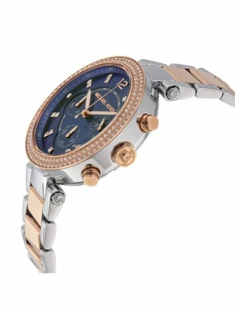 Montre Michael Kors Parker MK6141 Acier et Or Rose, Cadran Bleu Femme – Image 3