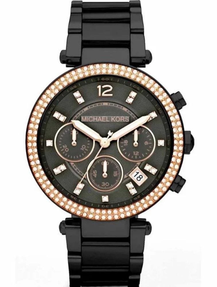 Montre Michael Kors MK5885 Chronographe Femme Noire et Or Rose