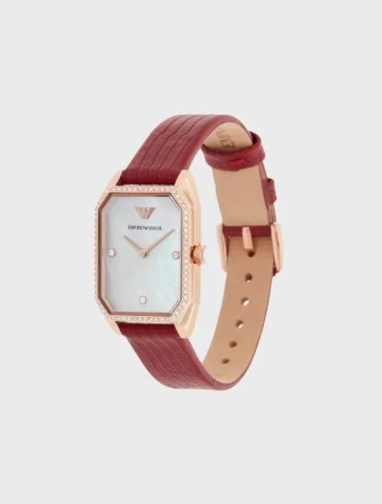 Montre Emporio Armani AR11467 Femme Cuir Rouge et Or Rose – Image 2