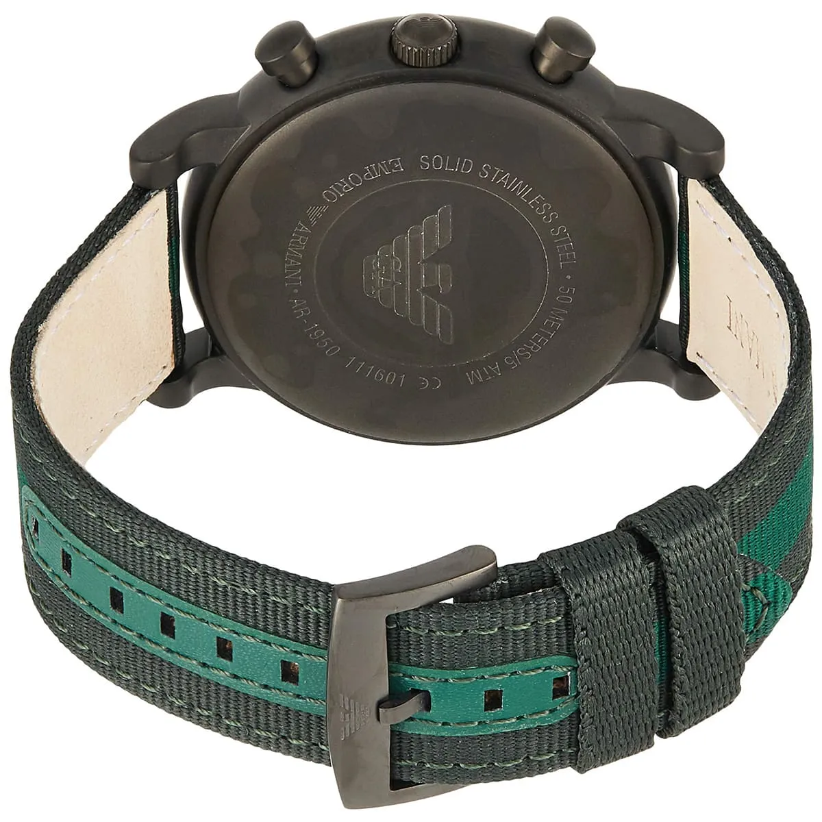 Montre Homme Emporio Armani AR1950 – Chronographe Vert Kaki & Bracelet Tissu (46mm) – Image 5