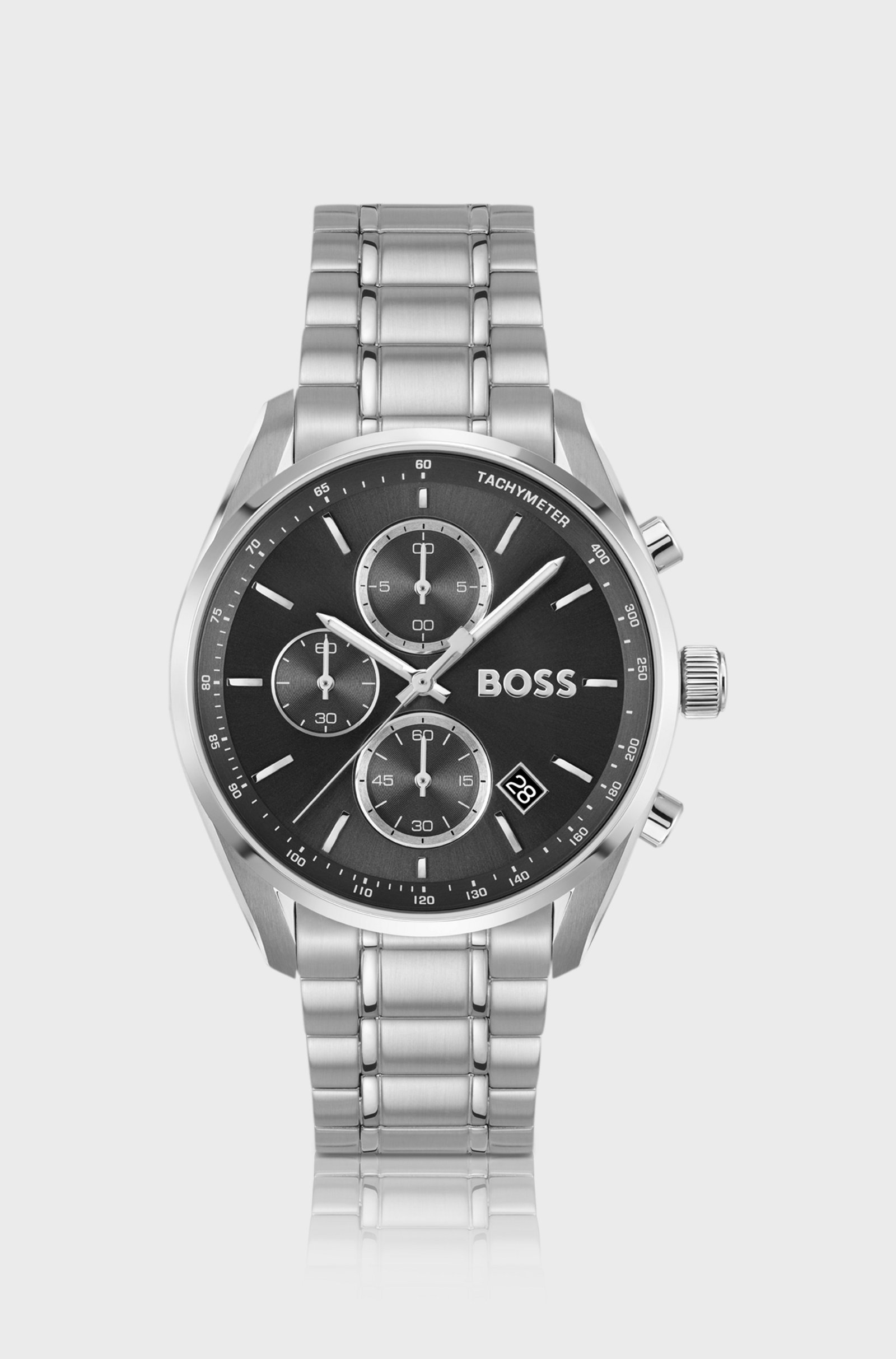 Montre Boss Grand Prix 40 Chronographe Cadran Noir Bracelet Acier Homme