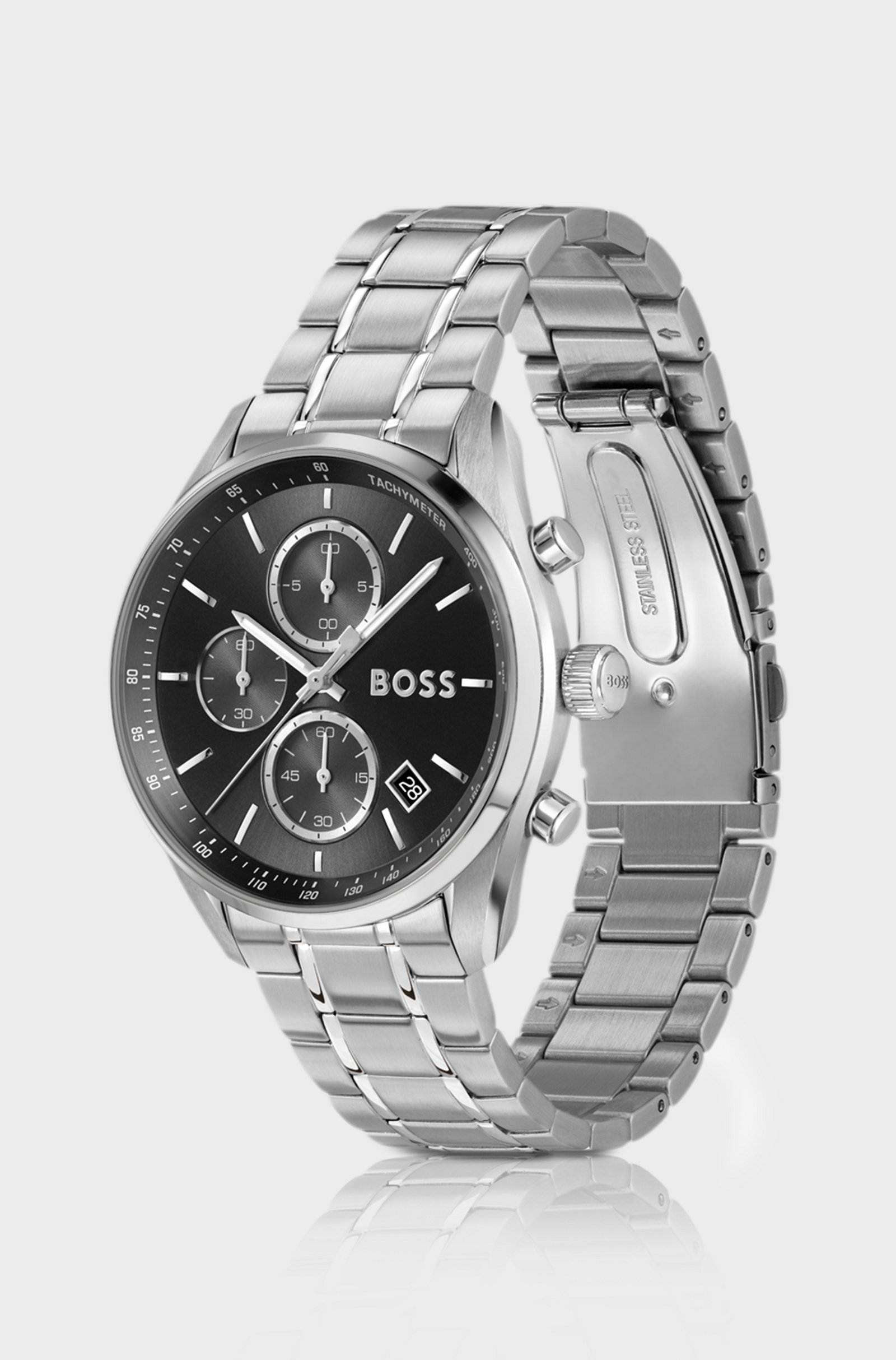 Montre Boss Grand Prix 40 Chronographe Cadran Noir Bracelet Acier Homme - الصورة 2