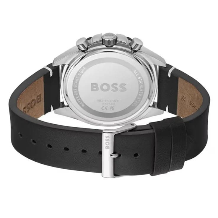 Montre Homme Hugo Boss Cloud 1514014 Chronographe Gris 42mm, Lunette Octogonale et Bracelet Cuir – Image 3
