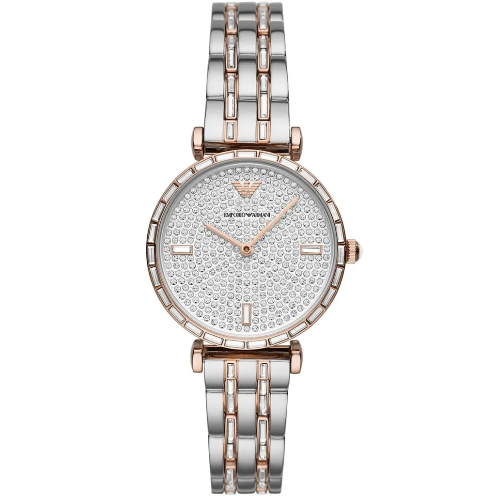 Montre Emporio Armani Gianni T-Bar AR11293 Montre Femme Bicolore Cristaux