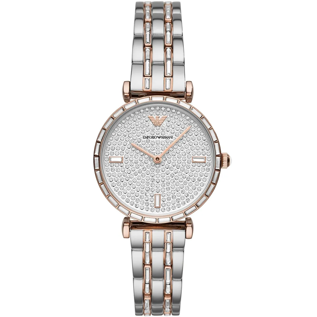 Montre Emporio Armani Gianni T-Bar AR11293 Montre Femme Bicolore Cristaux