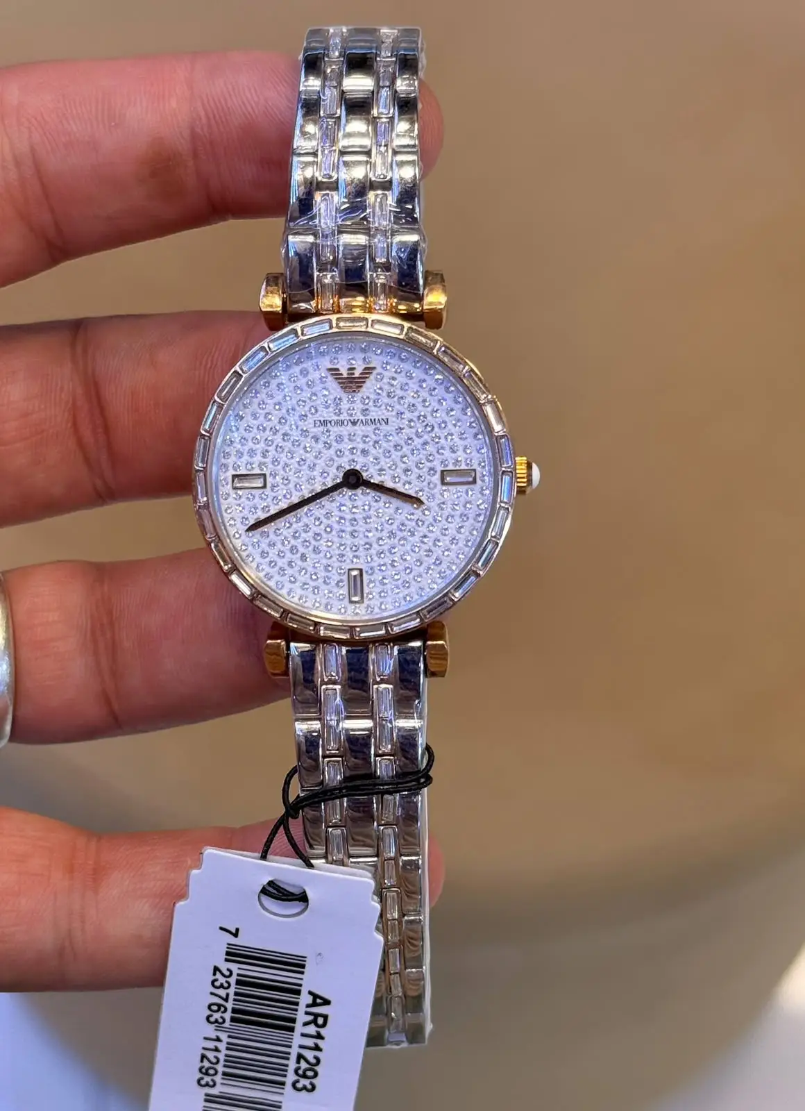 Montre Emporio Armani Gianni T-Bar AR11293 Montre Femme Bicolore Cristaux - الصورة 2