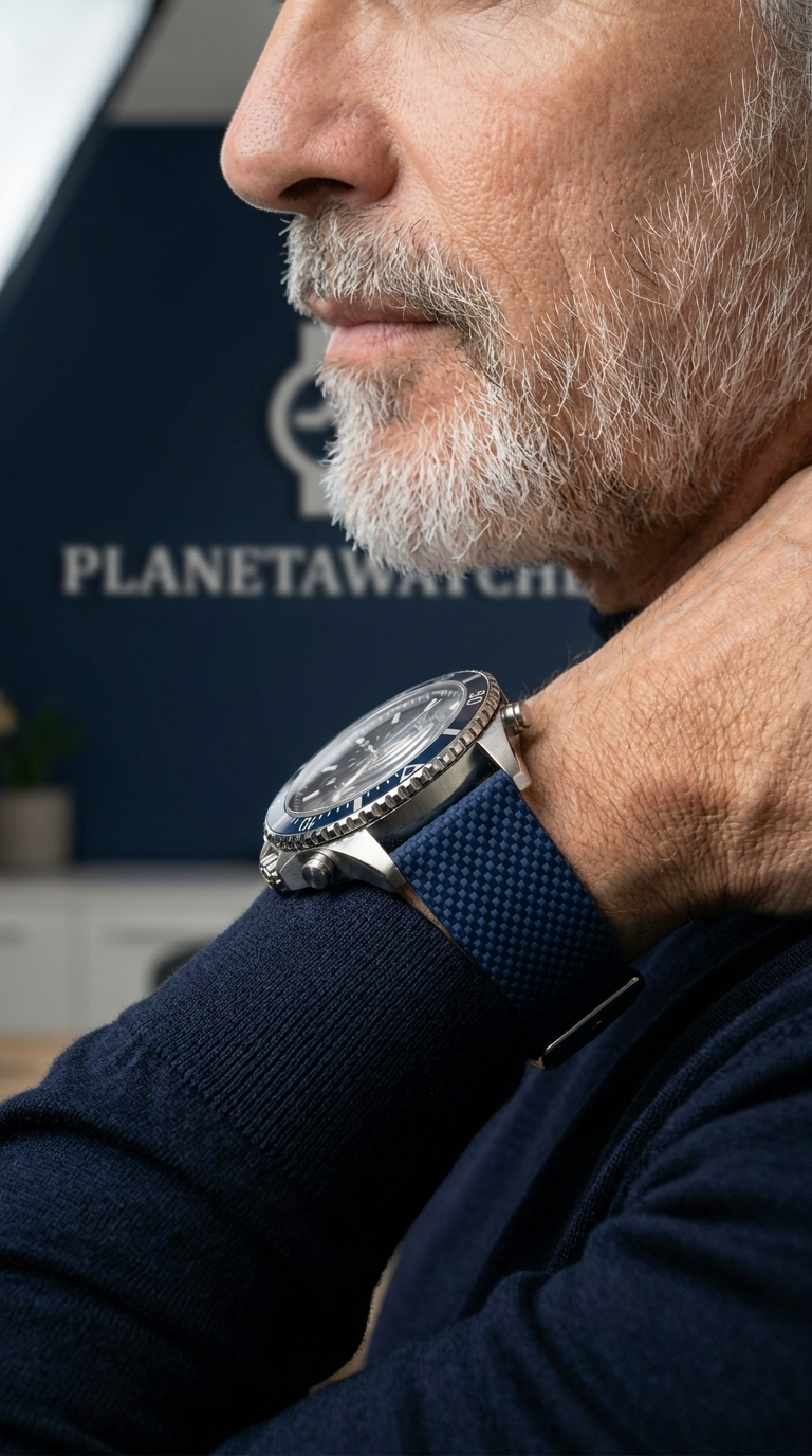 Montre Homme Emporio Armani AR11588 – Chronographe Cadran Bleu, Bracelet Nylon Tressé Bleu – Image 6