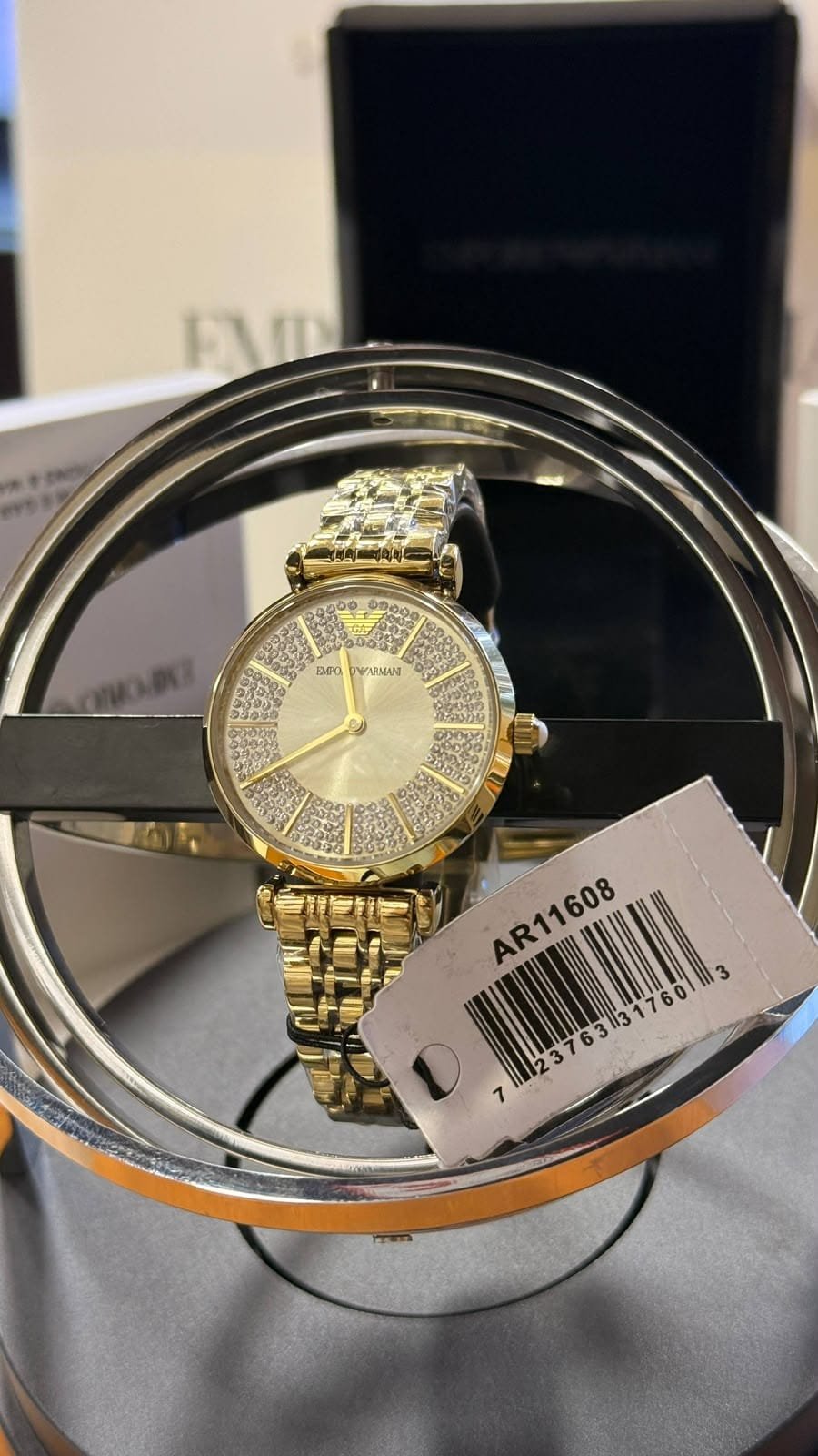 Montre Emporio Armani Gianni T-Bar AR11608 Montre Femme Dorée Cristaux - الصورة 2