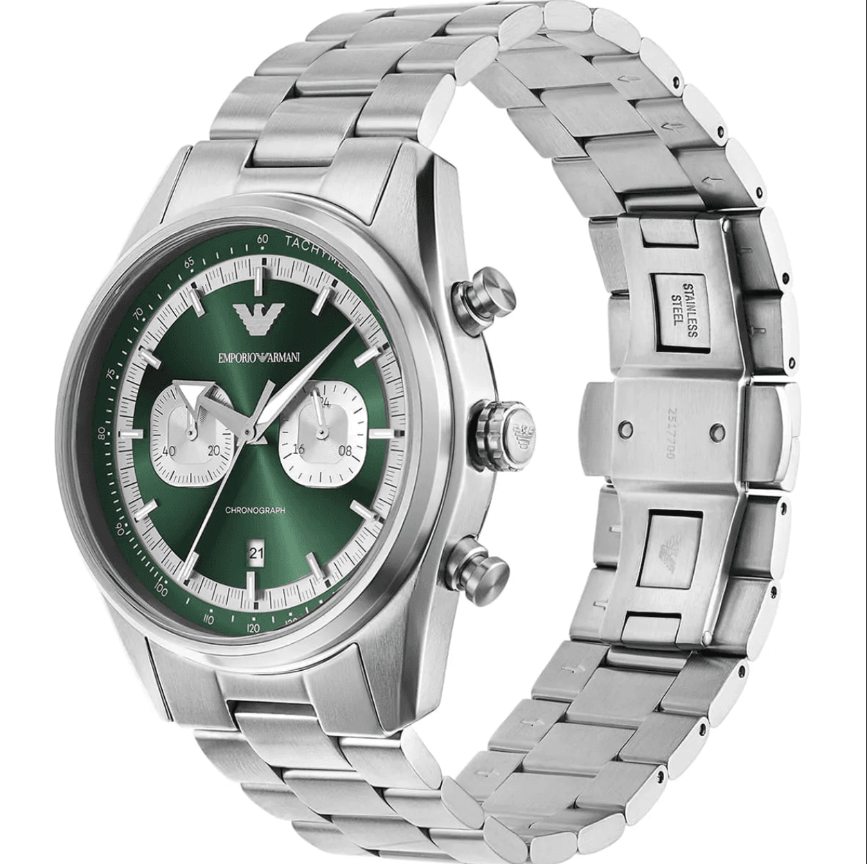 Montre Homme Emporio Armani AR11637 Chronographe Cadran Vert Émeraude et Acier 43mm - الصورة 2