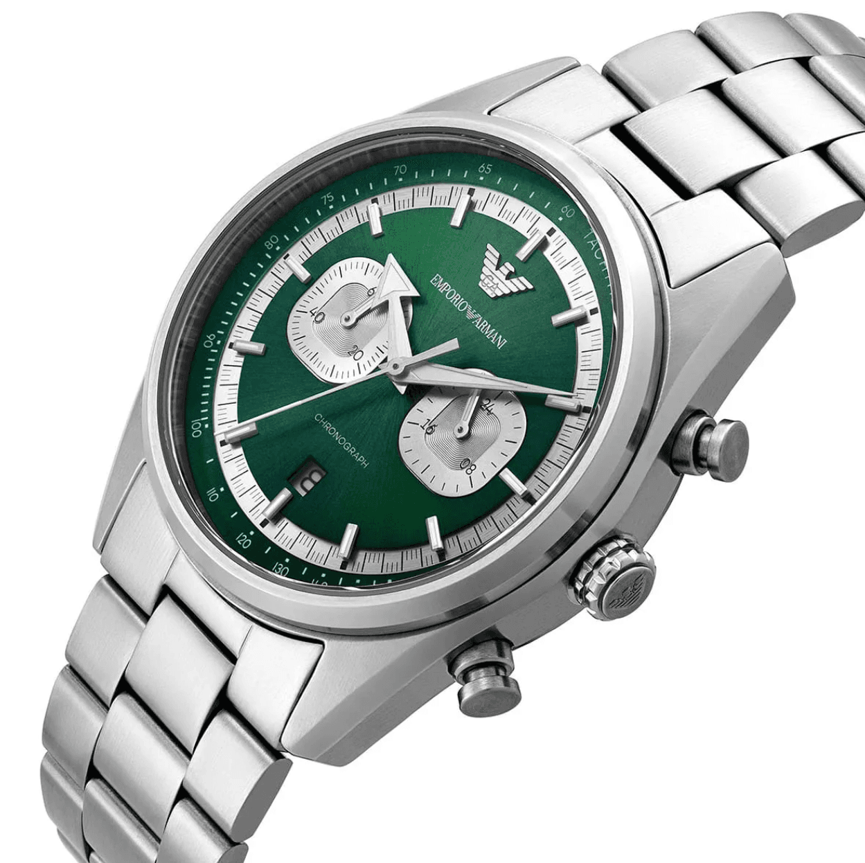 Montre Homme Emporio Armani AR11637 Chronographe Cadran Vert Émeraude et Acier 43mm - الصورة 3