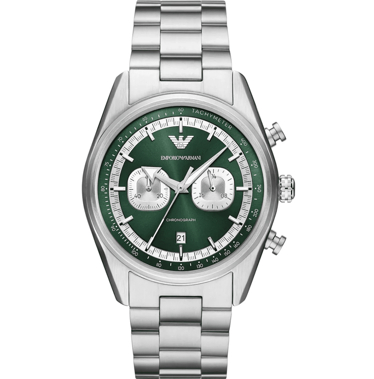 Montre Homme Emporio Armani AR11637 Chronographe Cadran Vert Émeraude et Acier 43mm
