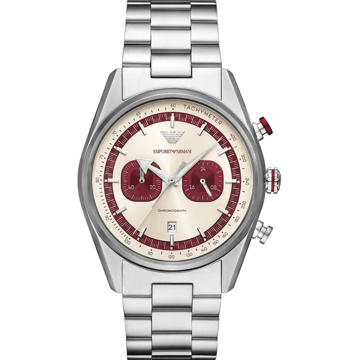 Montre Homme Emporio Armani AR11645 Chronographe Vintage Cadran Crème et Bordeaux 43mm