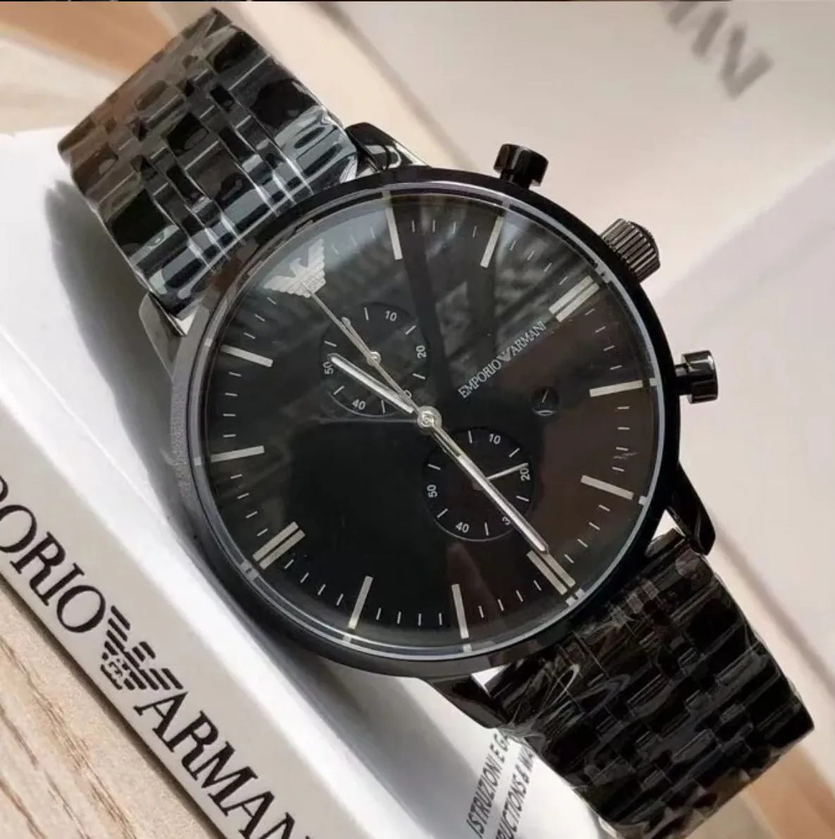 Montre Emporio Armani Retro AR1934 Montre Homme Chronographe Noire - الصورة 2