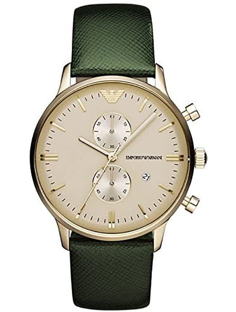 Montre Homme Emporio Armani Luigi AR1722 Dorée et Bracelet Cuir Vert