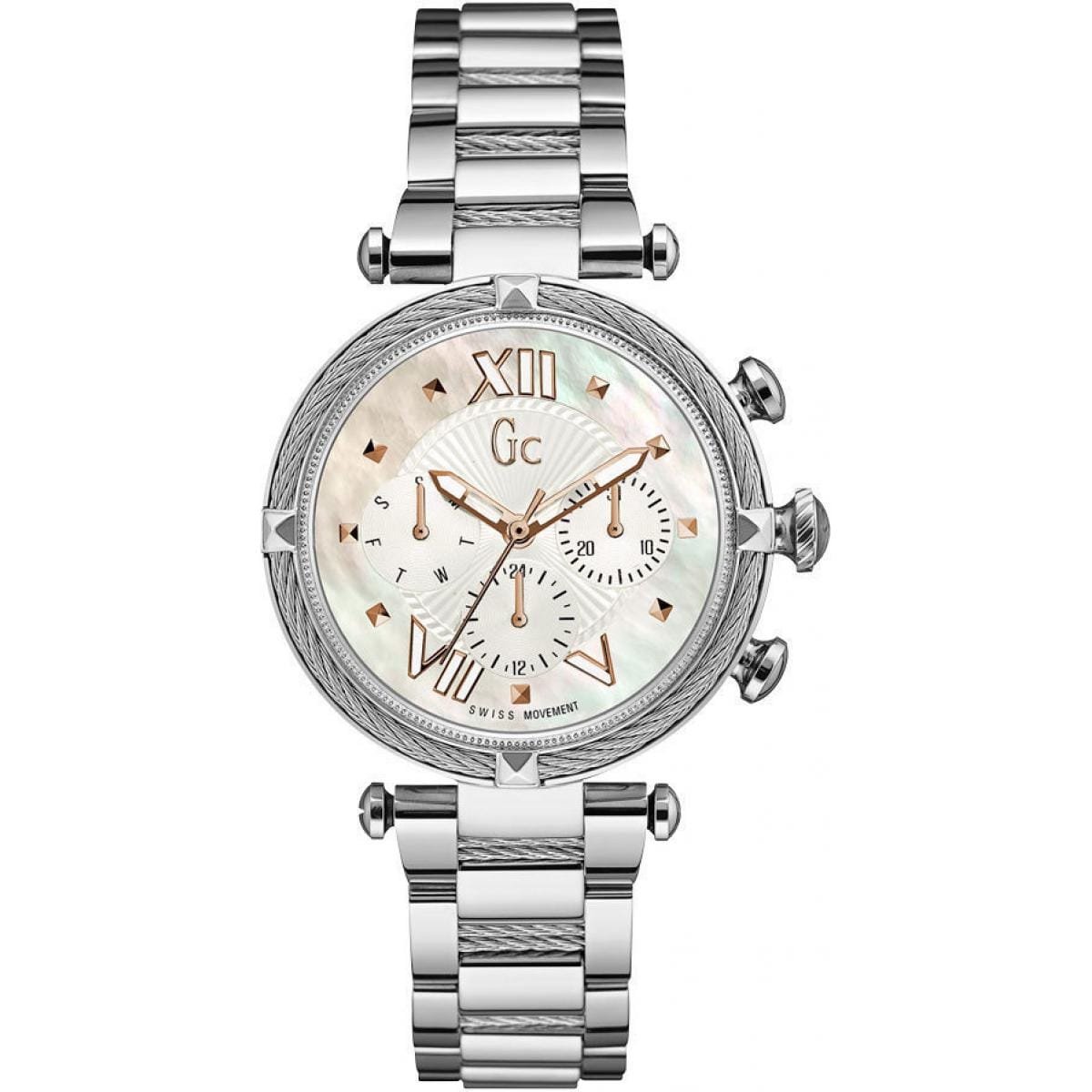 Montre Femme Gc Guess Collection LadyChic Y16001L1 Chronographe Nacre