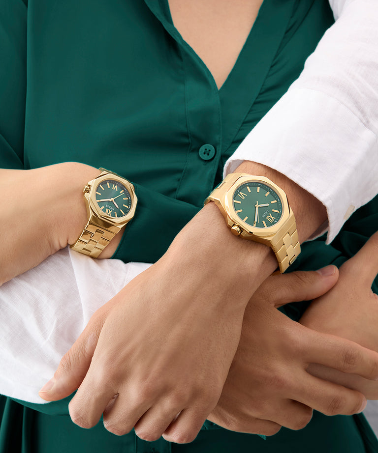 Montre Coffret Couple Guess GW0849G2 & GW0873L2 – Doré et Vert – Image 3