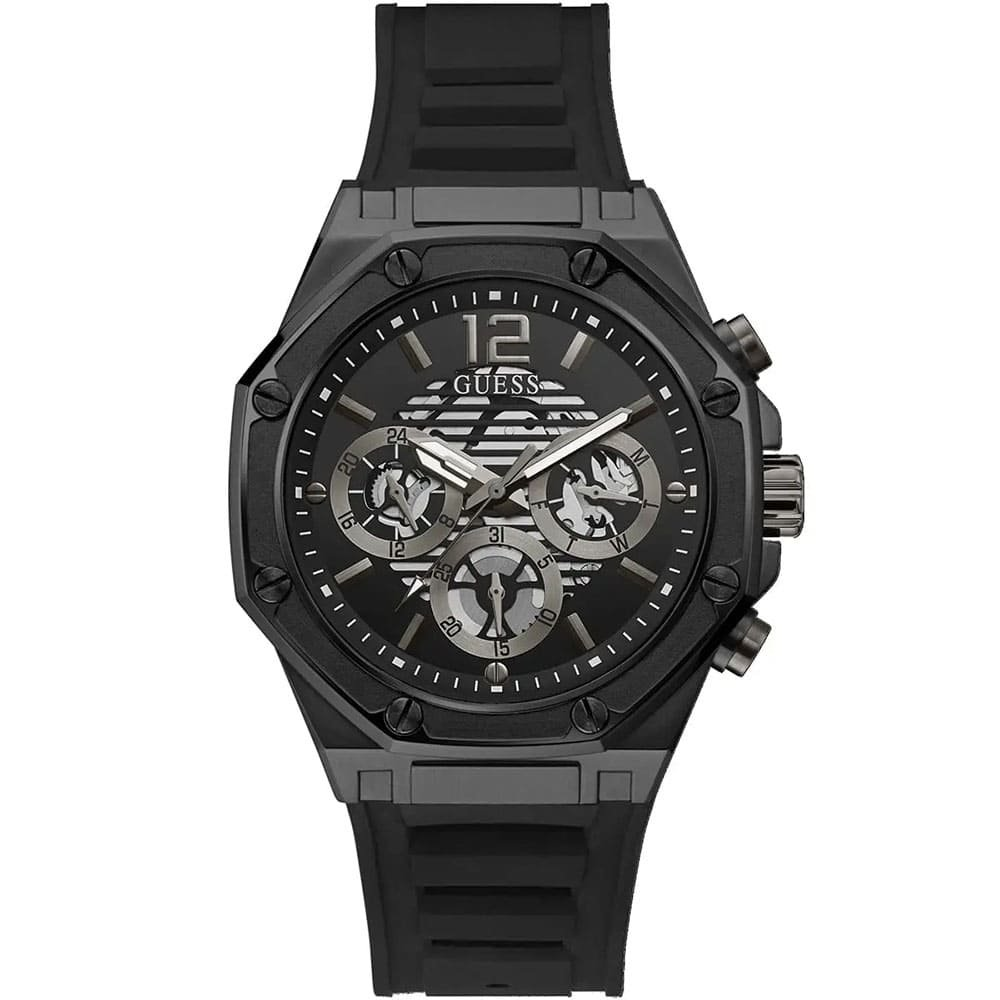 Montre Guess GW0263G4 Momentum montre homme noire en acier avec bracelet silicone noir