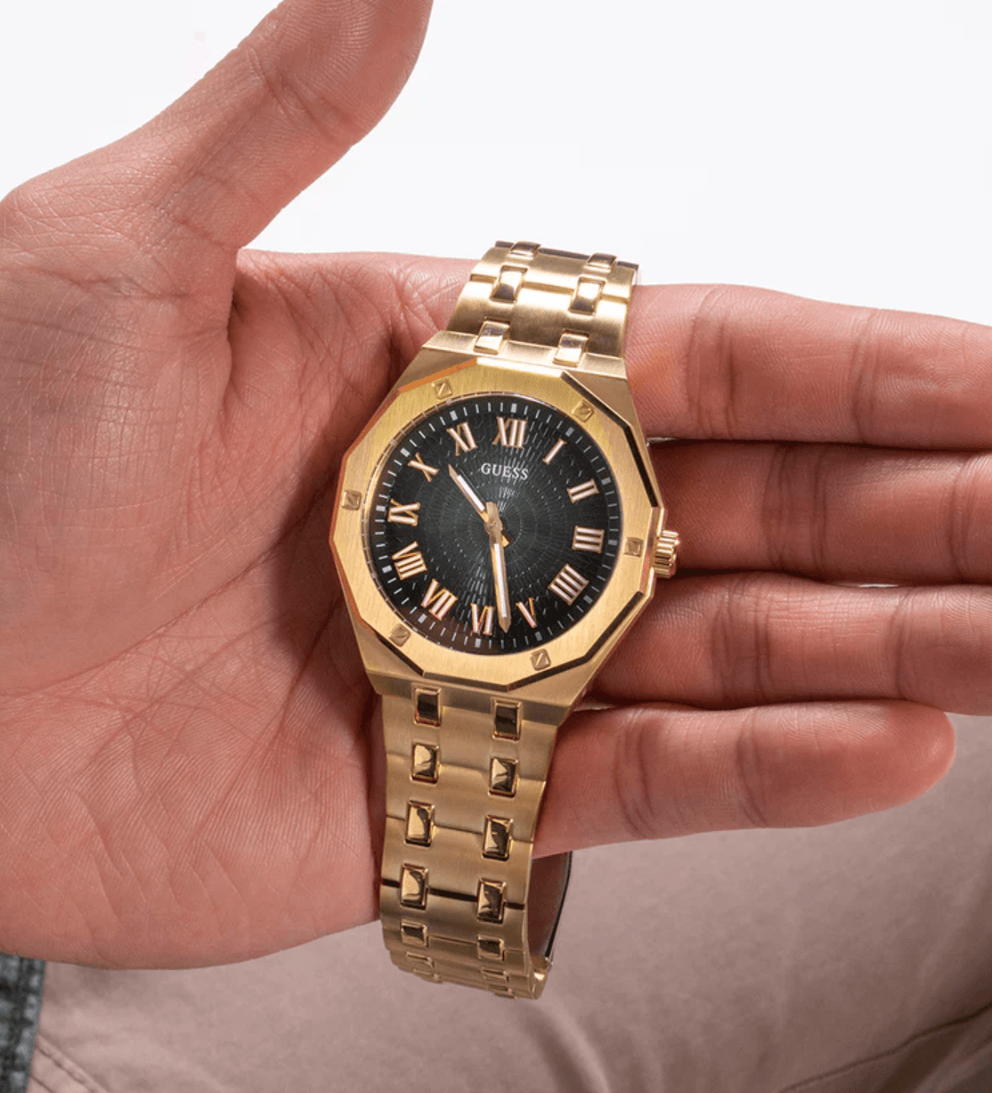 Montre homme Guess Asset GW0575G2 en acier doré avec cadran vert et bracelet doré – Image 5
