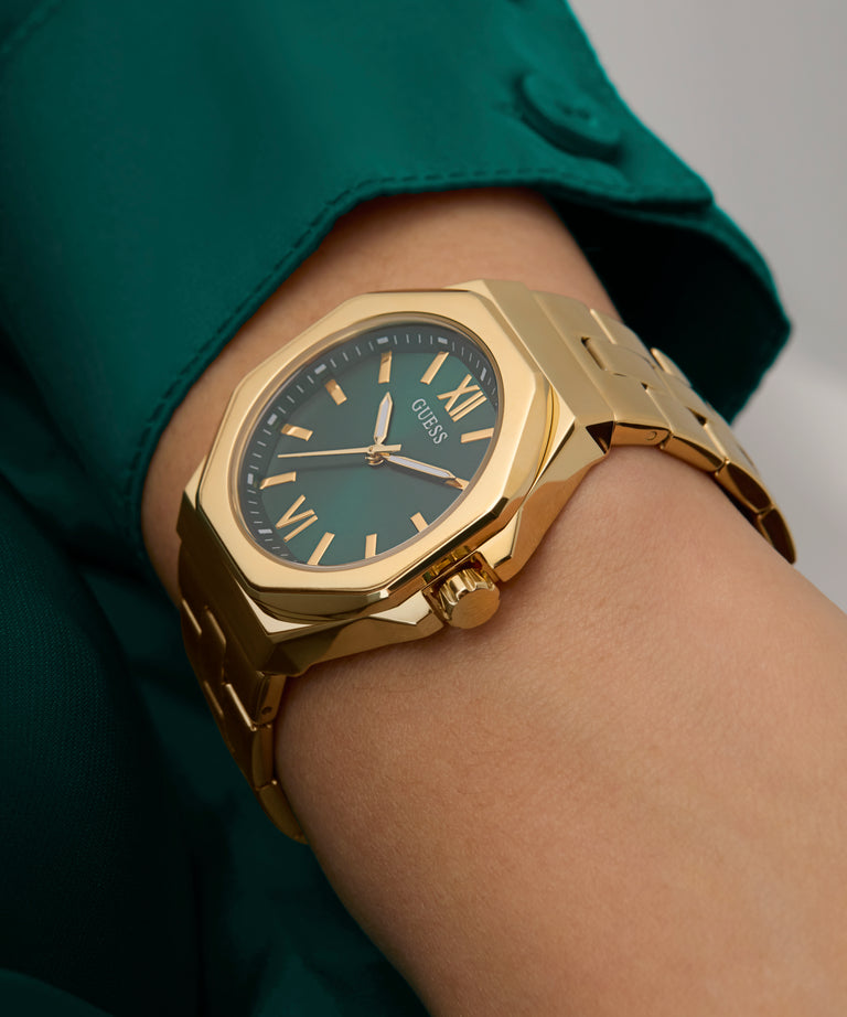 Montre femme Guess GW0873L2 Empress en acier inoxydable doré avec cadran vert - الصورة 2