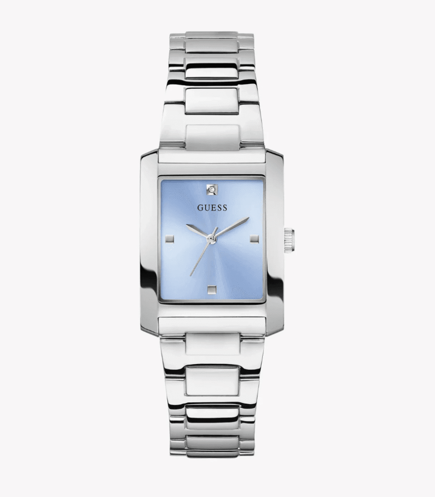 Montre femme Guess GW0876L1 en acier inoxydable avec cadran bleu glacier et bracelet argenté