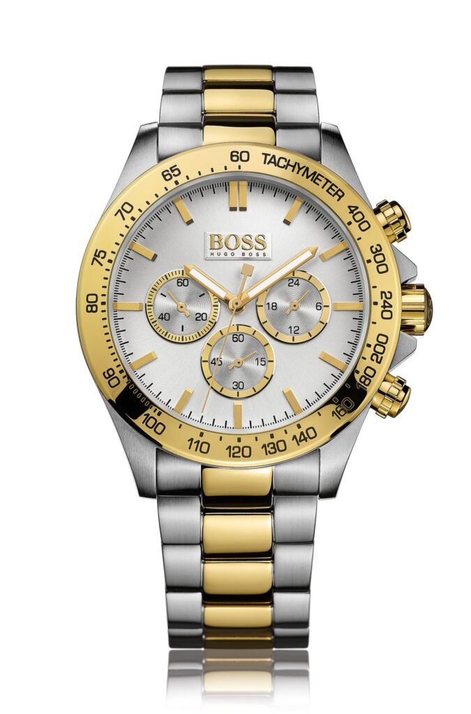 Montre Homme Hugo Boss Ikon 1512960 Chronographe Bicolore Argenté et Doré 44mm