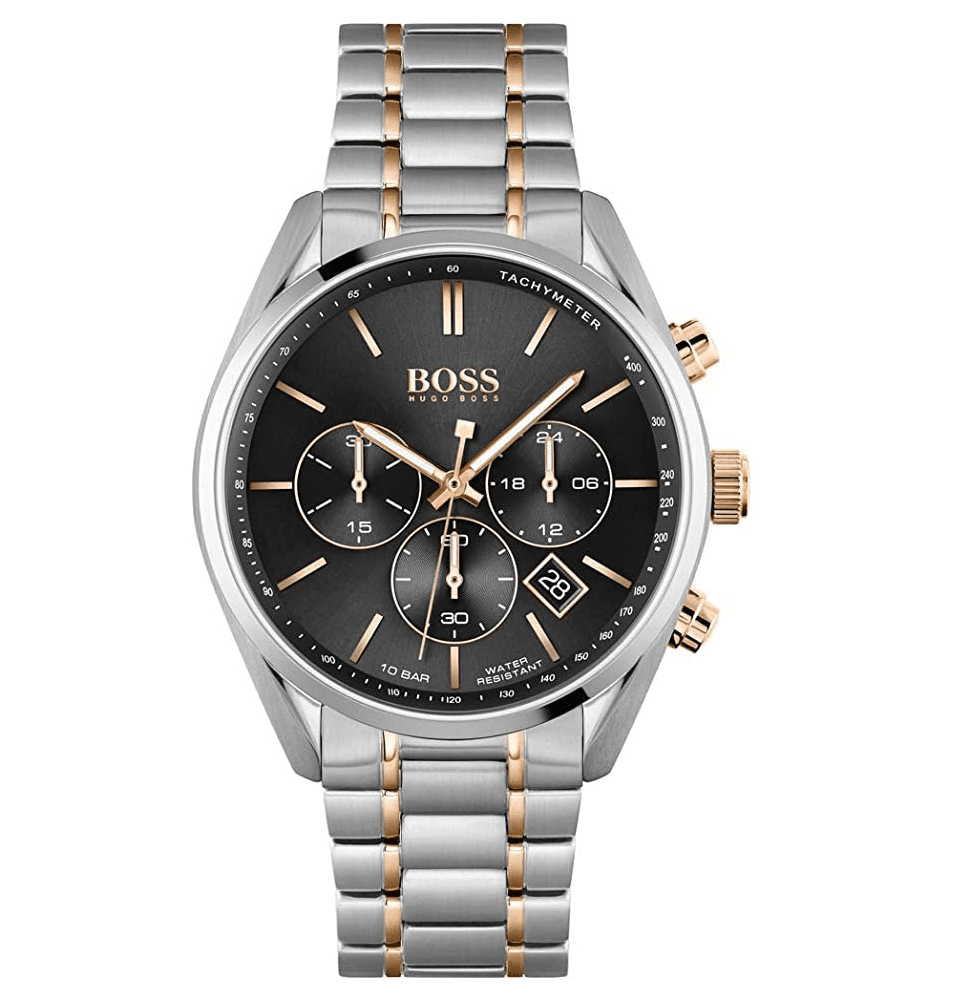 Montre Homme Hugo Boss Champion 1513819 Bicolore Argent et Or Rose, Chronographe
