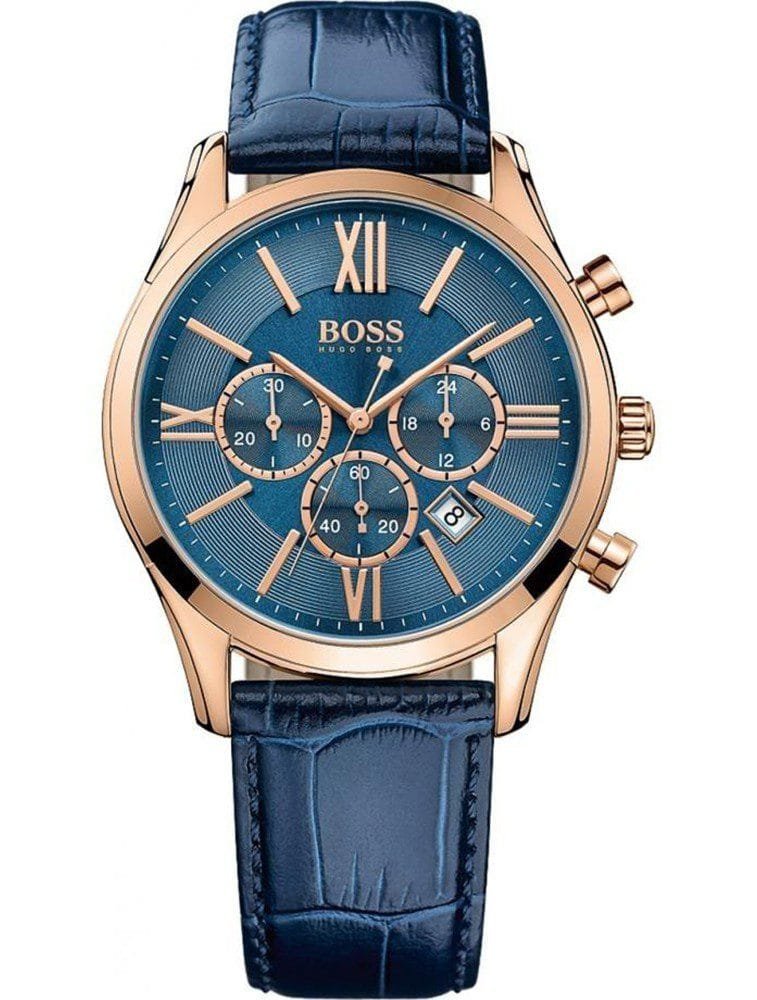 Montre Homme Hugo Boss 1513320 Chronographe Bleu & Or Rose
