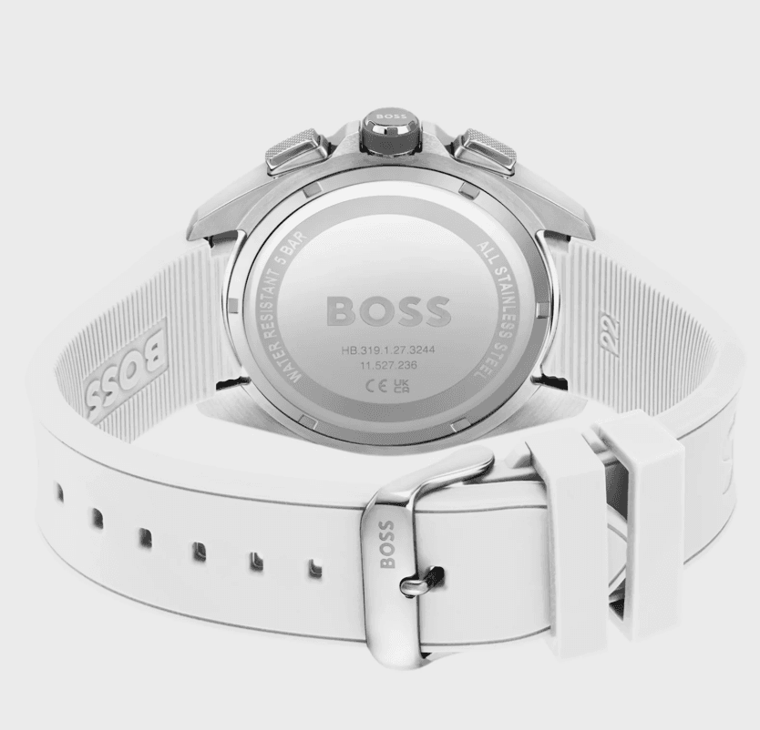 Montre Hugo Boss Volane 1513948 – Chronographe Homme Cadran Gris & Bracelet Silicone Blanc – Image 3