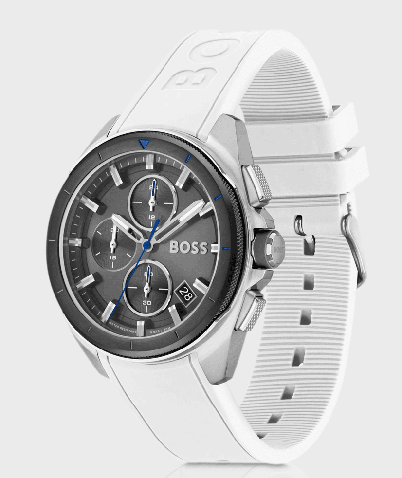 Montre Hugo Boss Volane 1513948 – Chronographe Homme Cadran Gris & Bracelet Silicone Blanc – Image 2