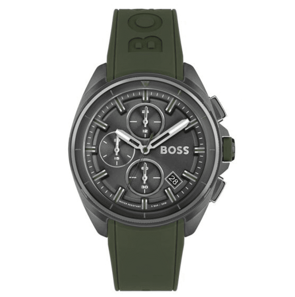 Montre Hugo Boss Volane 1513952– Chronographe Cadran Gris & Silicone Kaki Homme