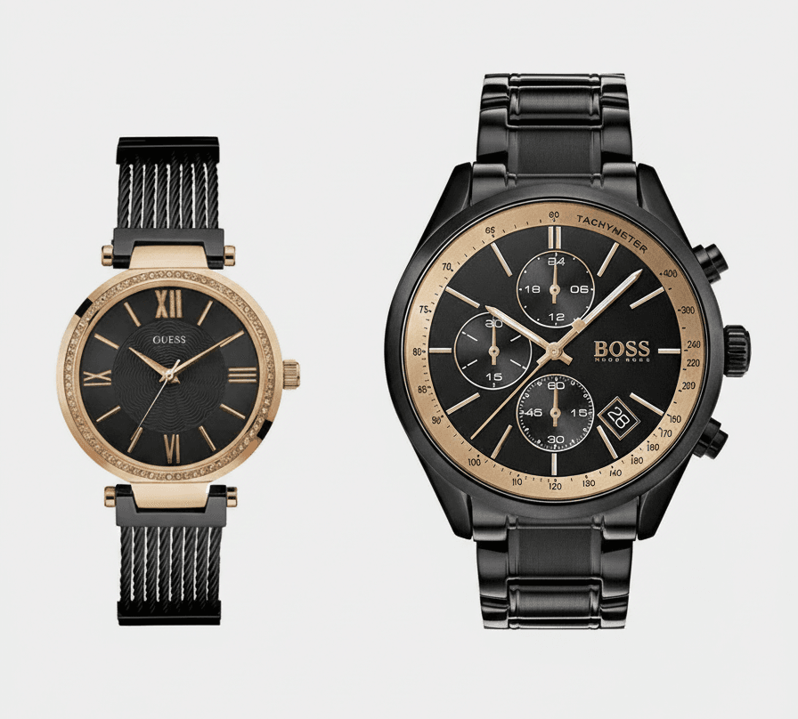 Montre Idée Cadeau Saint Valentin 2026 : Le Coffret Couple Luxe "Black & Gold" - الصورة 2