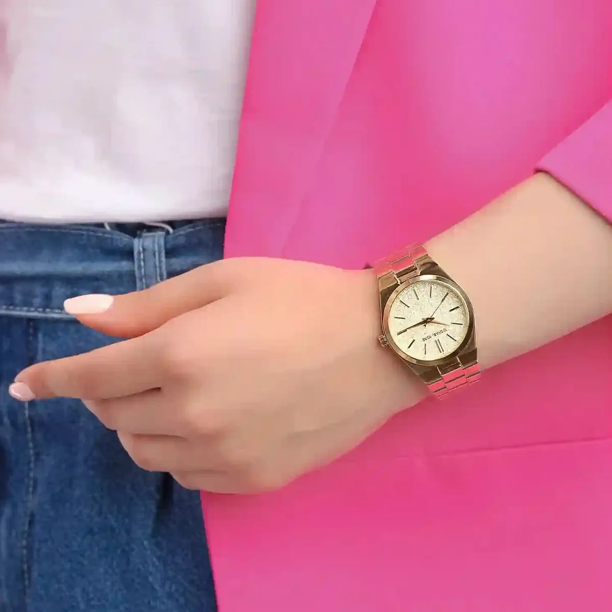 Montre femme Michael Kors MK6623 Channing en acier inoxydable doré avec cadran scintillant – Image 5