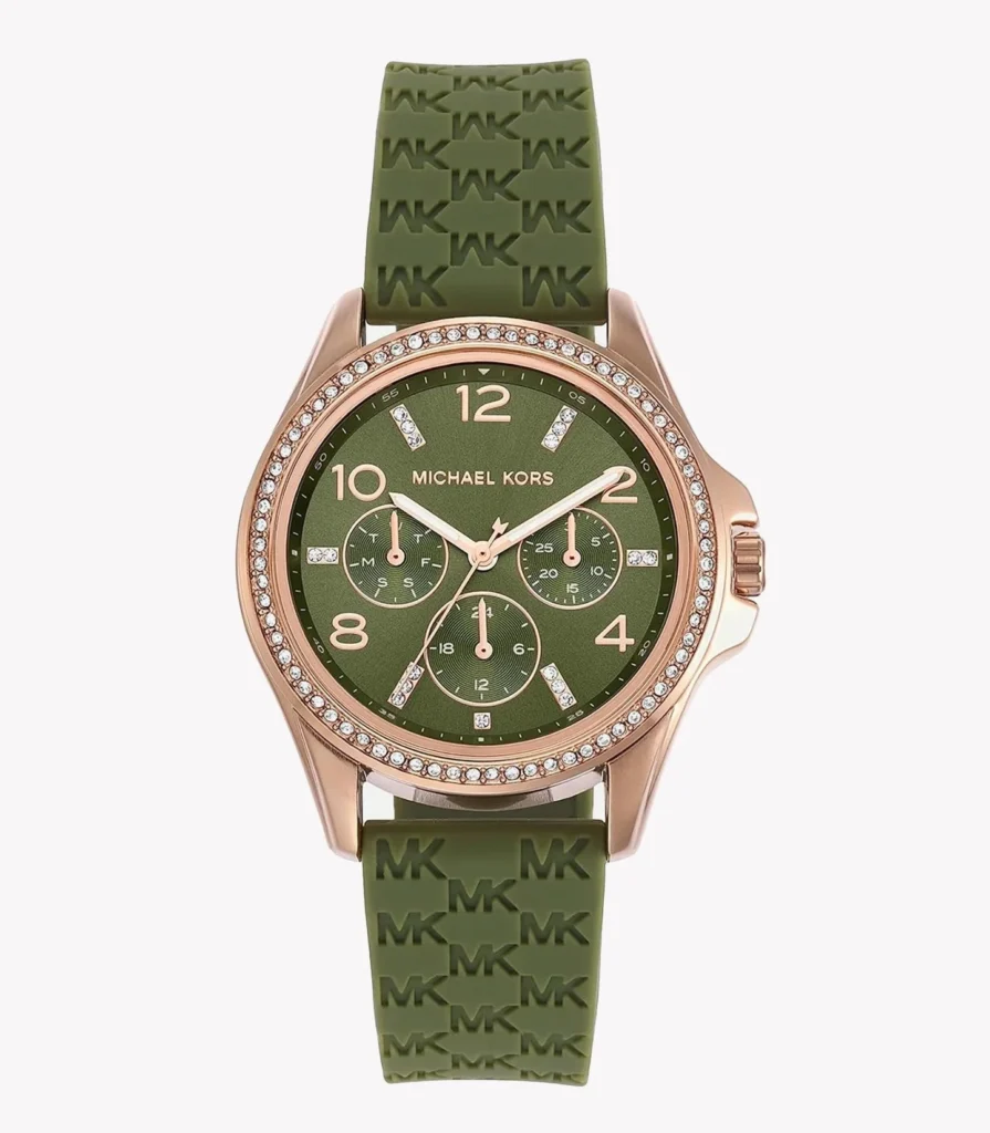 Montre Michael Kors MK7421 Mini Pilot – Montre Femme Verte et Rose Gold