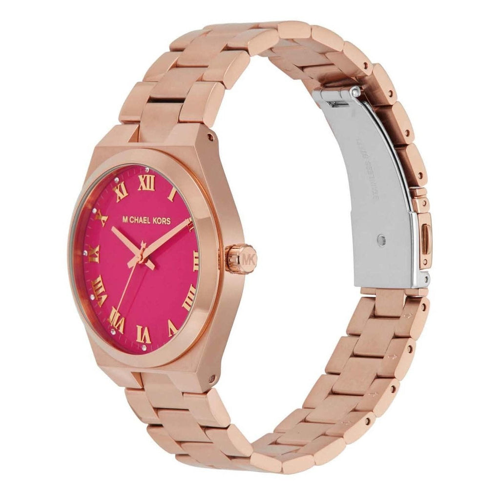 Montre Michael Kors MK7462 Lennox en acier inoxydable ton or rose avec cadran rose vif Femme - الصورة 3