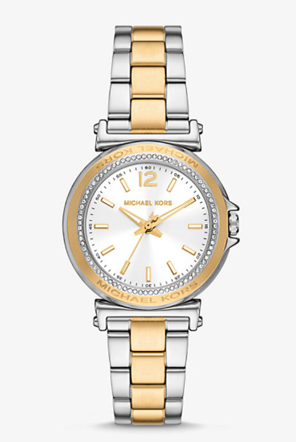 Montre Femme Michael Kors MK7492 Liliane Bicolore 33mm, Lunette Logo et Cadran Blanc
