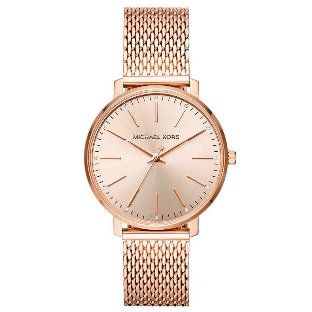 Montre Michael Kors Pyper MK4340 – Or Rose Maille Milanaise & Cadran Sunray Cristaux Femme